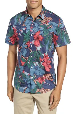 Bonobos Mens Riviera Leopard Floral Button Casual Shirt In Wild Cats Size 3XL • $39.99