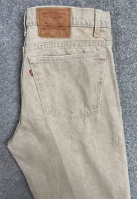 Levis Vintage 550 Relaxed Straight Denim Jeans Mens W36 L32 Beige Red Tab • £0.99