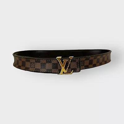 Authentic Louis Vuitton Belt Brown Monogram Thin LV Buckle Size 85/34 • £148.77