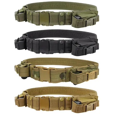 Condor Outdoor Adjustable Nylon Tactical Belt W 2x Utility Pistol Mag Pouches TB • $24.95