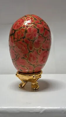 Vintage Decorative Egg Hand Painted Oriental Design With Stand • $9.99