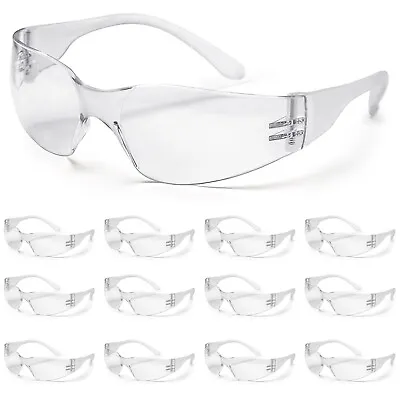 12 Pack Pair Protective Safety Glasses Clear Lens Eyewear Anti Scratch Work UV • $12