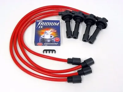 95-99 Mitsubishi Eclipse Turbo 4g63 10.2mm Spark Wires Ngk Iridium Ix Plugs Red • $69.88
