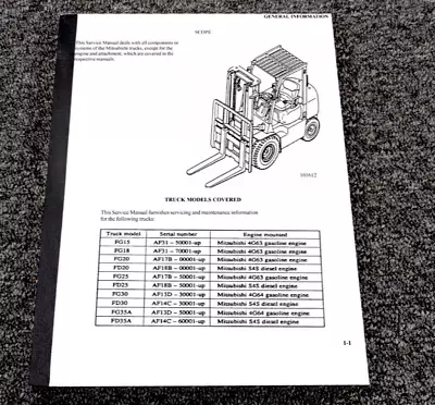 Mitsubishi FG30 Forklift W 4G64 Chassis & Mast Service Repair Manual 30001-Up • $209.30