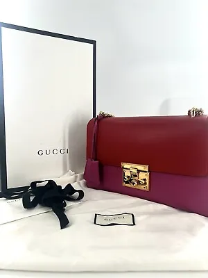 GUCCI Authentic Linea C Hibiscus/Rosette Medium Purse Bag $2100 Box Duster Tags • £1302.93