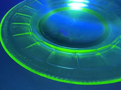 Vaseline Glass Uranium Glass Salad Plate USA 8.5” Diameter • $22.95