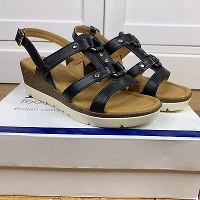 PADDERS Heather Black Sandals Size UK-4 EUR-37 • £39.95