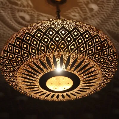 Moroccan Brass Ceiling Lamp Simple Moroccan Pendant Chandelier - Handmade Brass • $185
