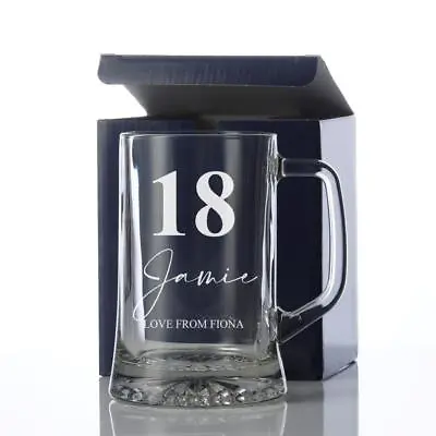 Personalised 18th Birthday Beer Glass Tankard Gift Boxed With Sentiment TNK-35 • £13.99