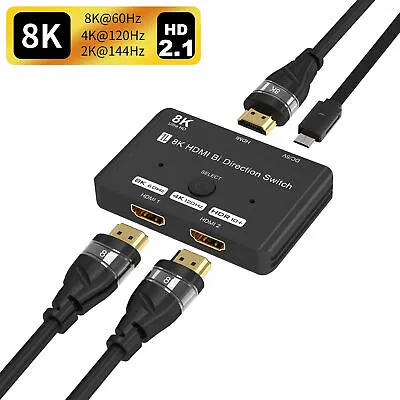 8K HDMI 2.1 Switch Bi-directional 1X2 Or 2X1 Switcher Splitter 8K@60Hz 4K@120Hz  • $40.69