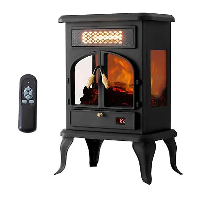 Selectric Freestanding Portable Electric Fireplace Heater W/ Remote Dark Black • $104.99