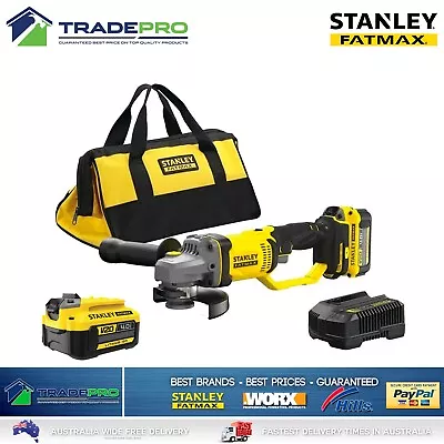 Stanley® Fatmax 18V Cordless 125mm Angle Grinder 2x 4.0Ah Batteries Charger • $284