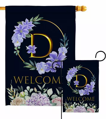 Welcome D Initial Garden Flag Floral Spring Decorative Gift Yard House Banner • $33.95