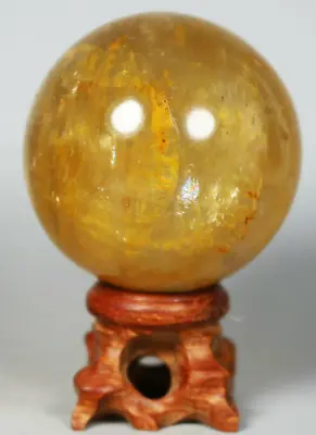 NATURAL Yellow PHANTOM MULTI-INCLUSIONS Rainbow CRYSTAL Polishing Sphere Ball • $15.99