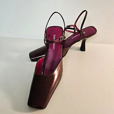 Enzo Angiolini Size 7.5 Burgundy Leather Zebrina Slingback Strappy Sandals NEW • $16.95