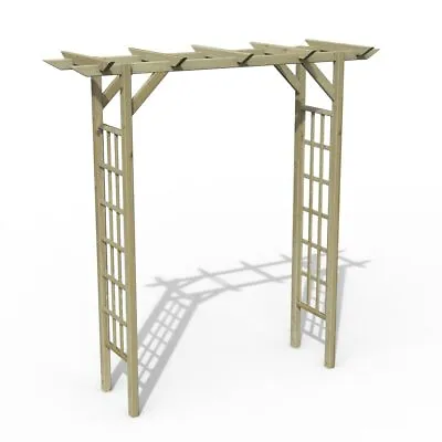 Wooden Garden Arch Flat Pergola Top Square Trellis Sides 210x213cm Free Delivery • £86.99