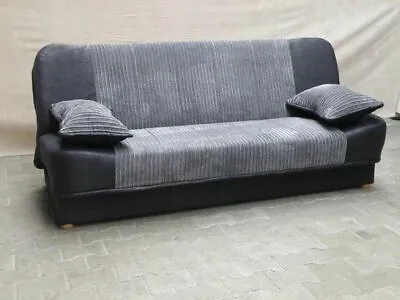 Fabric Sofa Bed Double Bed With Storage Woven Click Clack 2 Tone • £369