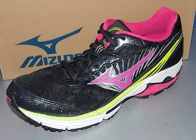 WOMENS MIZUNO WAVE RIDER 16 In Colors BLACK / ROSE / LIME SIZE 6 • $96.99