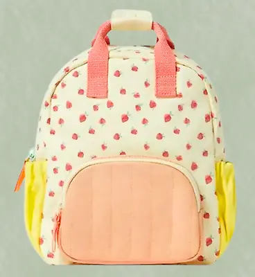 Strawberry Pattern Korean Canvas Backpack Fun Spring Pastel Theme 12  Rucksack • $29