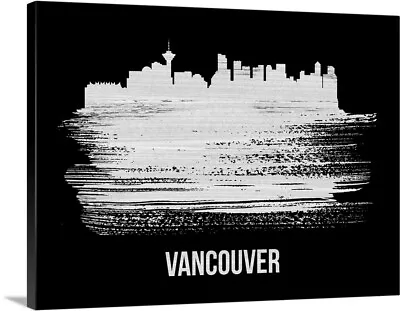 Vancouver Skyline Brush Stroke White Canvas Wall Art Print Skyline Home Decor • $49.99