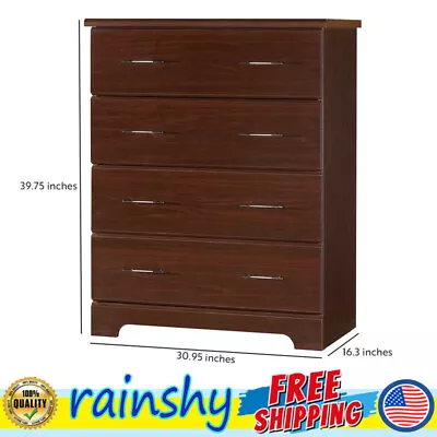 4 Drawer Chest Vertical Dresser Bedroom Storage Cabinet Metal Handles Espresso • $157.55