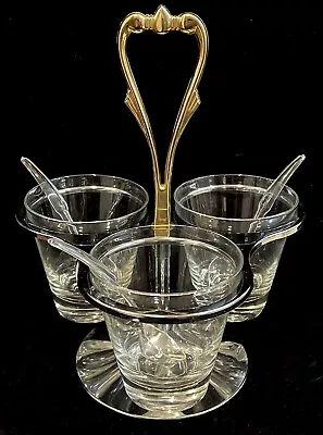 Vintage Kromex Condiment Caddy 3 Glass Rotating Chrome MCM Server • $24.99