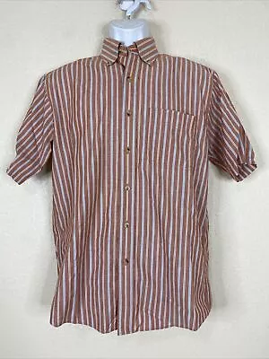 L.L. Bean Men Size S Red Striped Button Up Shirt Short Sleeve Knit Pocket • $8