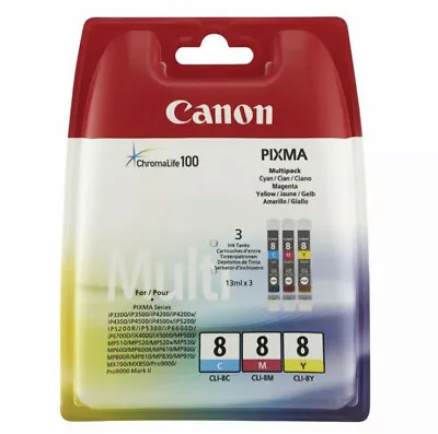 Canon 8 Cyan Yellow Magenta Ink Cartridge  Cli-8c Cli-8y Cli-8m • £29.99