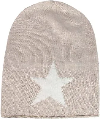Zwillingsherz Women Soft Knit Beanie Hat With Fine Cashmere And Star Beige • $24.95