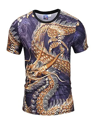 £11.69 • Buy Golden Dragon T-Shirt Asian Dragon Ball Chinese Folklore 3D Printed Animal Myth