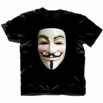 $21.95 • Buy Adult Men's V For Vendetta Photo Real Vendetta White Mask Black T-shirt Tee