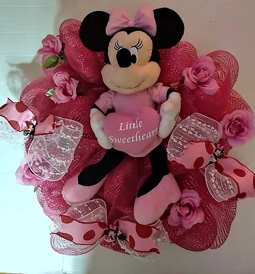 Little Sweetheart  Minnie Mouse LOVE Large 24  Deco Mesh Wreath • $59