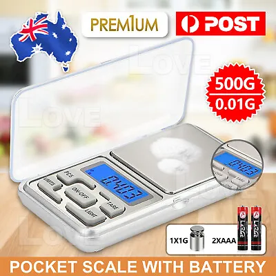 Pocket Digital Mini Scales 0.01 500g Precision Weight Balance Gram Jewellery AU • $7.65
