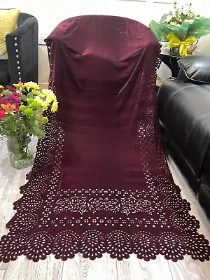 9000 Micro   VELVET SHAWL/ WRAP /LASER CUT NEW Large  Size  Maroon Colour • £20.99