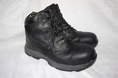 Dr. Martins Boots Mens  9 Black Leather Work Combat Lace Up Industrial Air Wair • $48