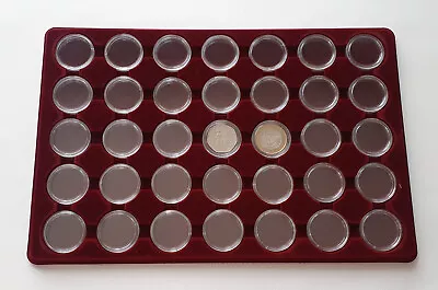 Coin Tray 35 Slots 38mm Capsules For Two Pound 50p £2 Fifty Pence Clear Cover • £6.75