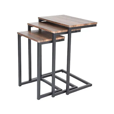 Zenvida Nesting Side/End Tables Set Of 3 Modern Rustic Stacking Accent Furniture • $29