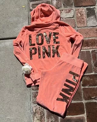 Victorias Secret PINK Sequin Velour Hoodie & Pants. • $77