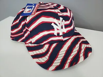 Vintage New York Yankees Twins Zubaz Snapback Baseball Hat W/tag Striped Zebra  • $75