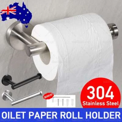 Wall-Mounted Toilet Paper Roll Holder Stainless Steel Hook Bathroom Brushed 2Cor • $8.55