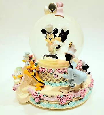 £97.86 • Buy Disney Mickey And Minnie Mouse Wedding March Musical Snow Globe Collectible