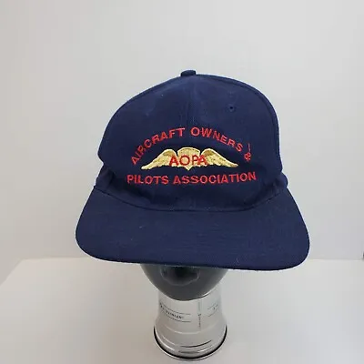 Vintage AOPA Aircraft Owners & Pilots Associations Hat Navy Blue Baseball Cap • $24