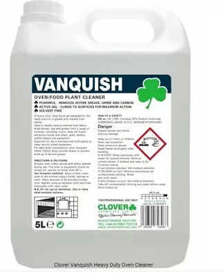 Clover Vanquish Oven & Grill Cleaner (drain Cleaner)  2 X 5ltr Heavy Duty Gel • £29.50