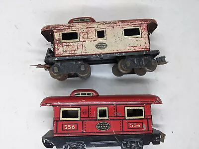 2X LOT Marx O NEW YORK CENTRAL 556 Caboose Tin Litho 2/ 4 WHEEL USA VINTAGE. RED • $49.99