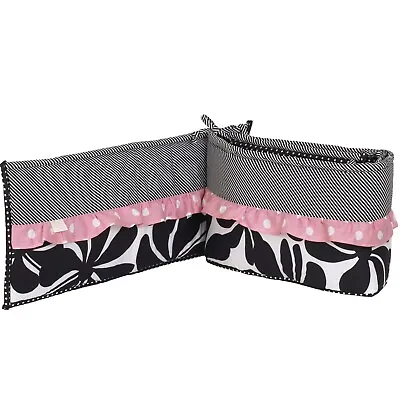 Girly Pink Dot Floral Crib Bedding Set Hamper Mobile Valance Sheet Moses Basket • $29.99