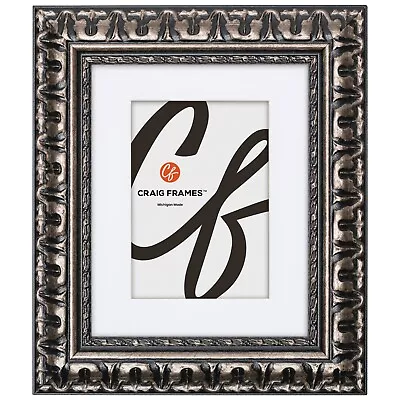 Bravado 2  Wide Scratched Silver Picture Frame With A Single Mat • $42.99