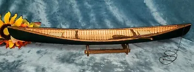 $220 • Buy Rare Vintage Indian Girl Canoe Salesman Model 27  Rushton Wood Green Oars Stand