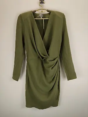 £19.99 • Buy Asos Design Womens Dress Khaki V-neck Long Sleeve Knee Length Size 10 