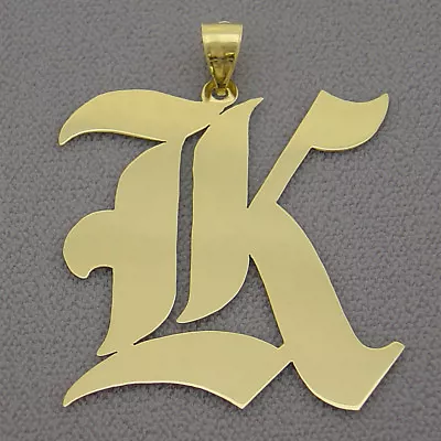 Large 10k Yellow Solid Gold Old English Initial Pendant 1.75 Inches X 1.5 Inches • $238.21