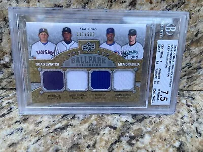 2009 Ud Ballpark Collection Quad Swatch Kinsler/cabrera/lee/hermida /500 Bgs 7.5 • $19.99